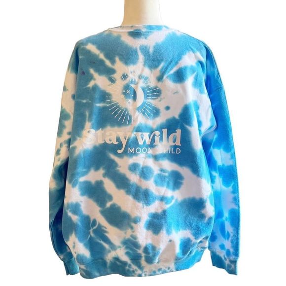 Handmade Stay Wild Moon Child Ice Dyed Sweatshirt, Unisex Sz XL - Picture 5 of 7